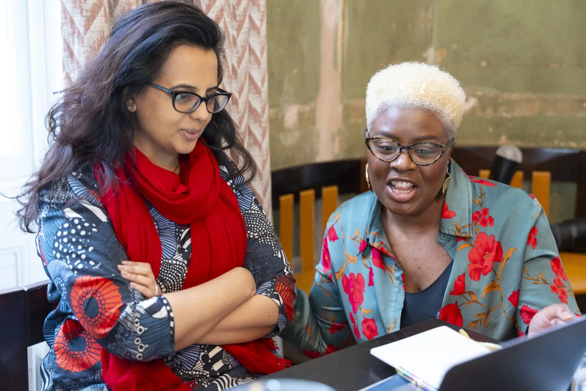 Participants collaborating during a General Purpose AI workshop