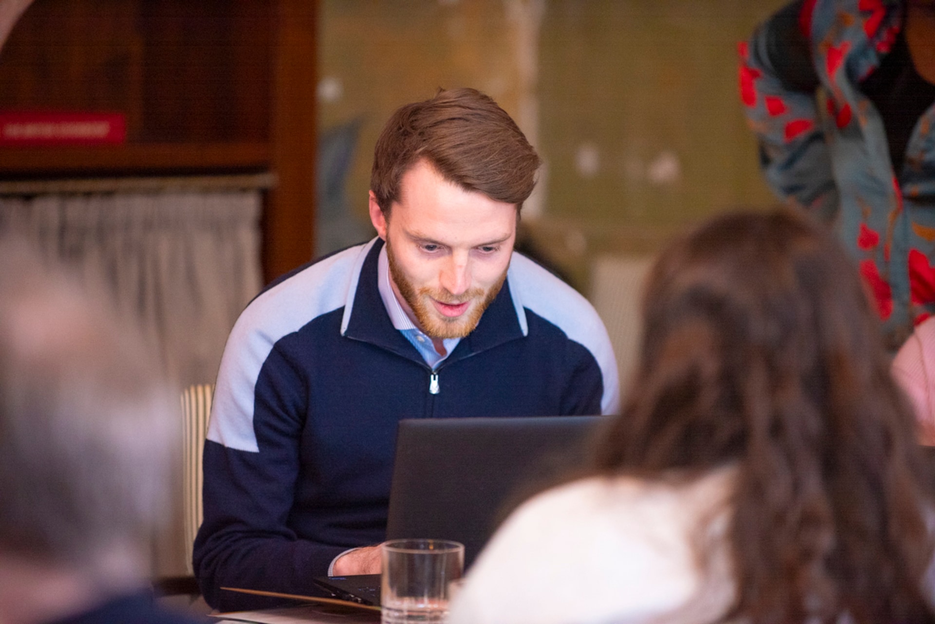 AI training workshop, presenter leading a hands-on session in a beautiful London venue